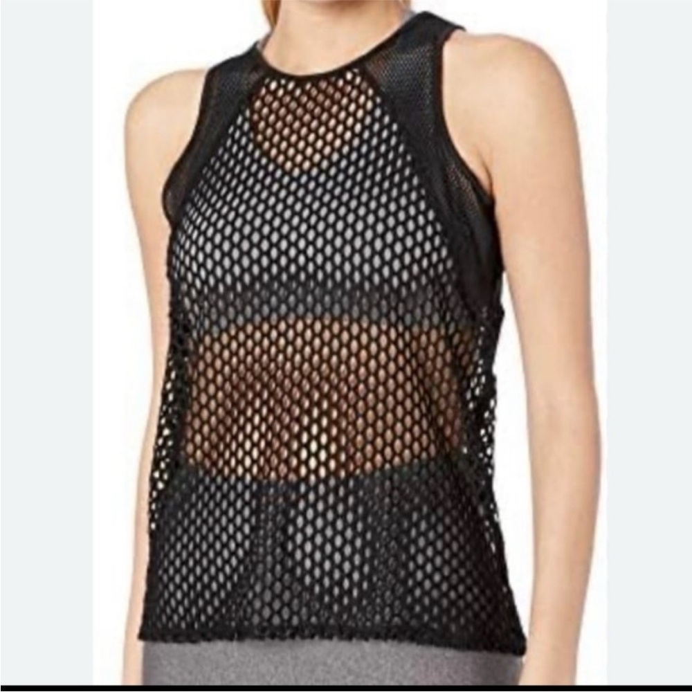 Alo Yoga Women’s Net Tank Top in Black VGUC Stretchy Sheer Layering Top Size M